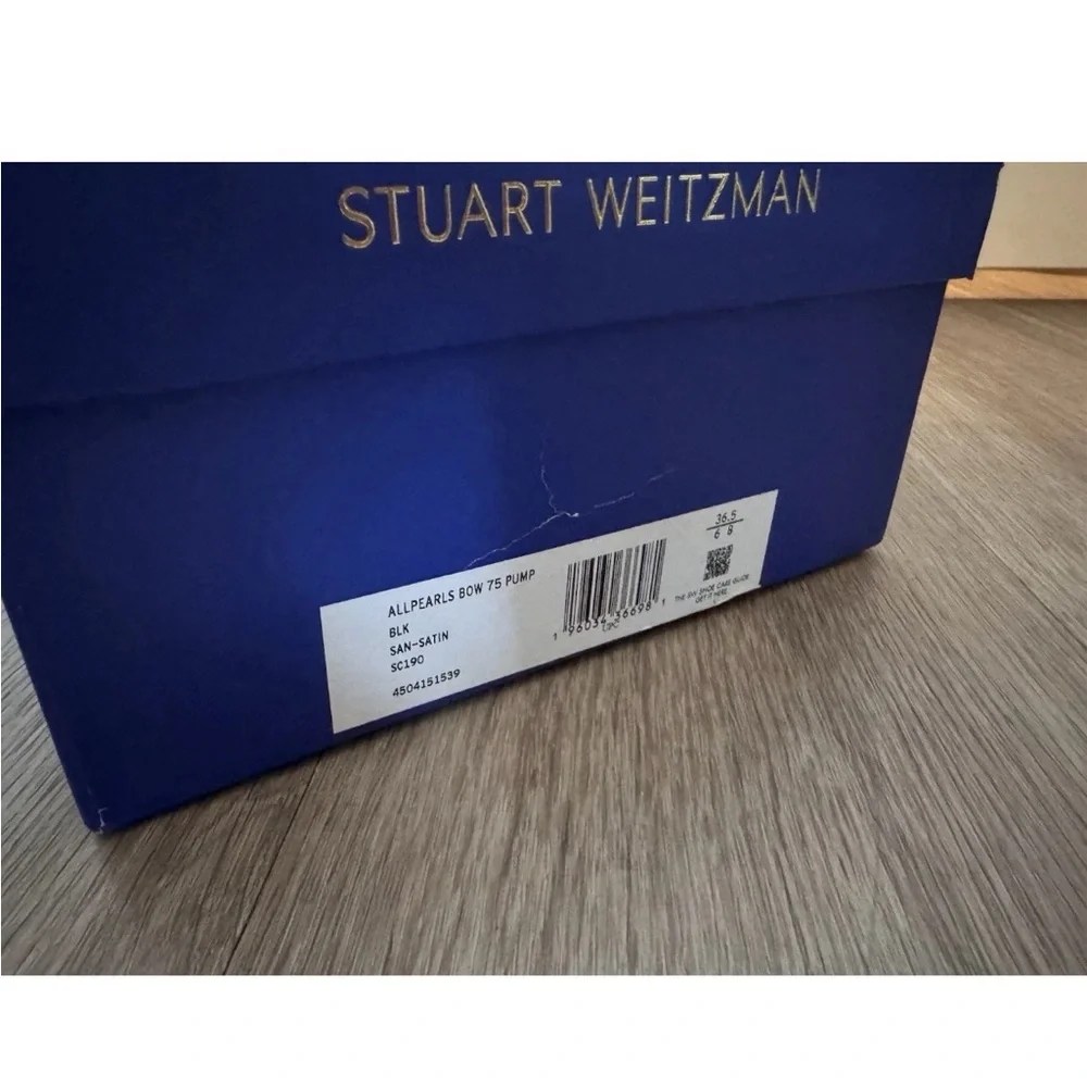 STUART WEITZMAN ALLPEARLS BOW 75 PUMP in BLACK SIZE US 6 RETAIL $495